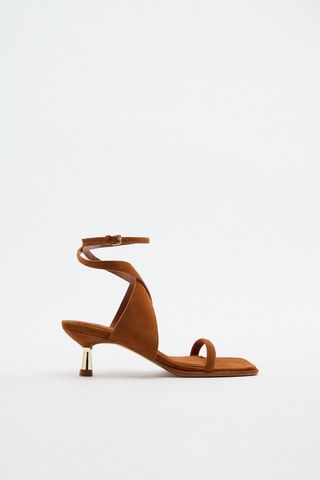 Zara + Suede Kitten Heel Sandals