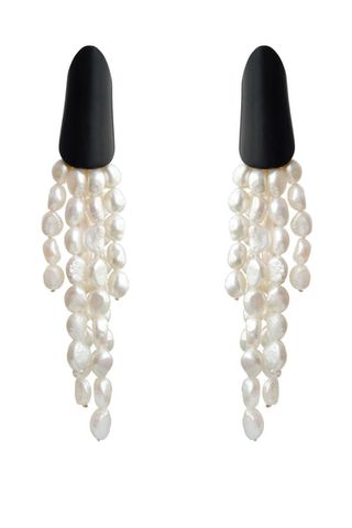 Vintage + Baroque Pearl Strand With Black Post Earrings