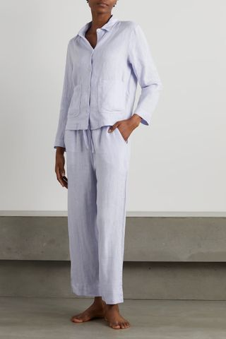 Desmond & Dempsey + Linen-Gauze Pajama Set