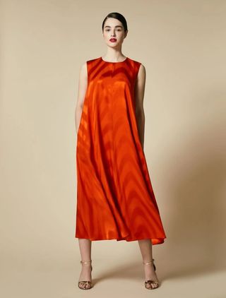 Marina Rinaldi + Jacquard-Patterned Silk Dress