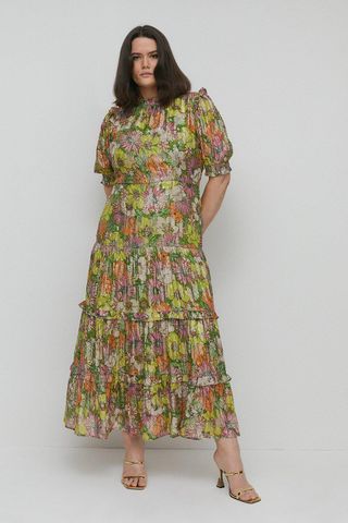 Warehouse + Floral Sparkle Midi Dress