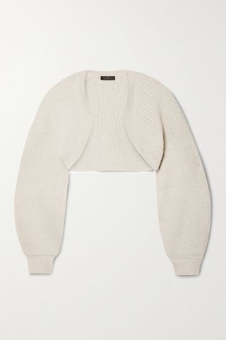 The Range + Cropped Ribbed Cotton-Blend Cardigan