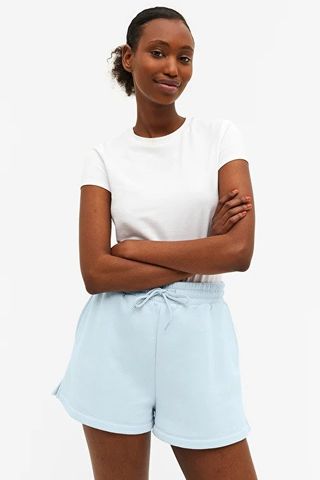 Monki + Light Blue Cotton Shorts