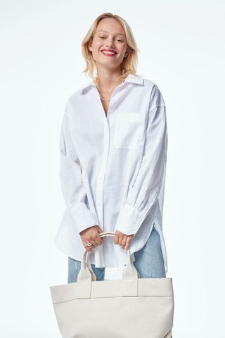 H&M + Oversized Linen-Blend Shirt