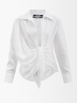 Jacquemus + Bahia Plunge-Neck Tie Shirt