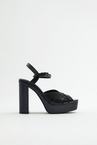 Zara + Leather Heeled Platform Sandals