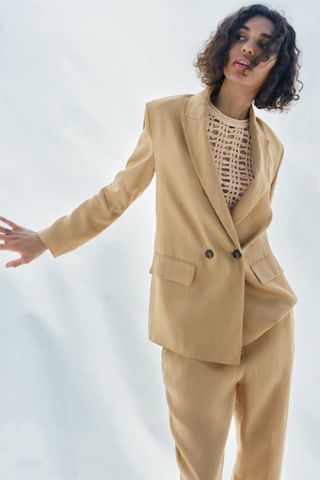 Zara + Oversize Linen Blazer