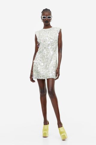 H&M + Sequined Linen-Blend Mini Dress