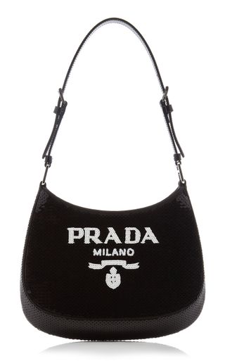 Prada + Cleo Sequined Logo Shoulder Bag