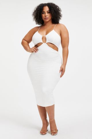 Good American + Good Touch Cut Bra Dress in Ivory001