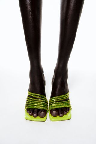 Zara + Rhinestone Vinyl High Heel Sandals