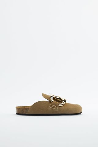 Zara + Buckled Suede Clogs