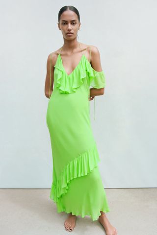 Zara + Long Ruffled Dress
