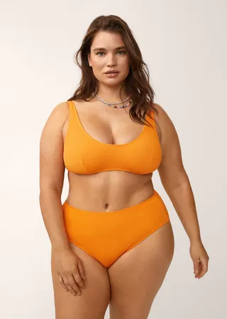 Mango + Textured Bikini Top