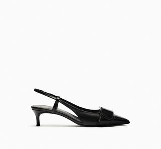 Zara + Slingback Leather Kitten Heel Shoes