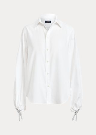Ralph Lauren + Drawstring Poplin Bishop-Sleeve Shirt