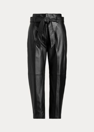 Ralph Lauren + Belted Lambskin Trousers