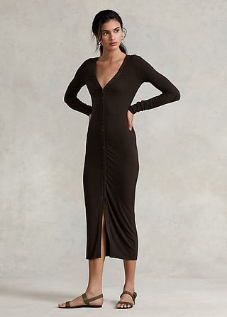 Ralph Lauren + Ribbed Midi Dress