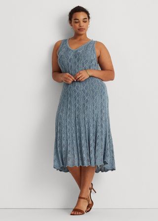 Ralph Lauren + Pointelle Linen-Blend Dress