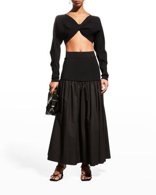 A.L.C. + Ashlyn Cropped Button-Front Top