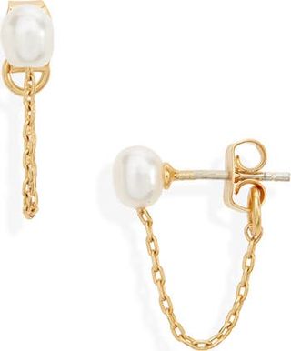 Madewell + Freshwater Pearl Chain Stud Earrings
