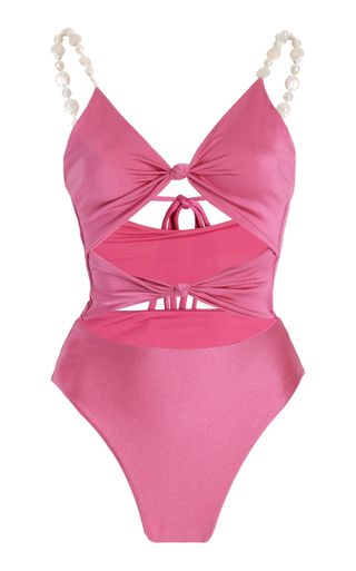 Maygel Coronel + Hereida Shell-Trimmed Cutout One-Piece Swimsuit