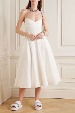 La Ligne + Shirred Cotton-Blend Midi Dress