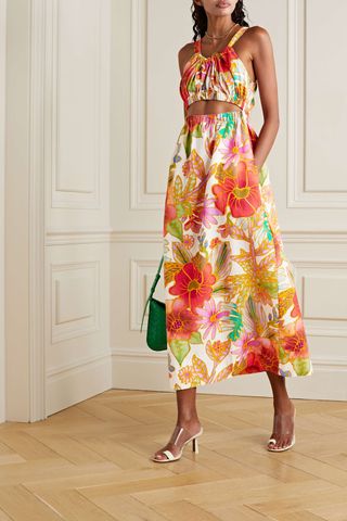 Mara Hoffman + Bettina Cutout Floral-Print Organic Cotton-Jacquard Midi Dress