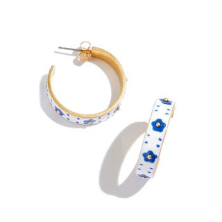 Madewell + Hand-Painted Parisian Picnic Medium Hoop Earrings