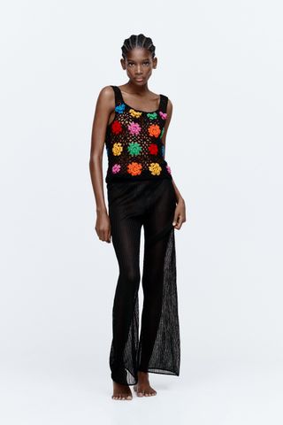 Zara + Floral Crochet Top Limited Edition