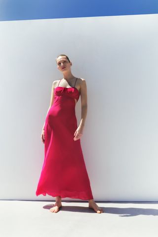 Zara + Long Dress With Cut Out Detail