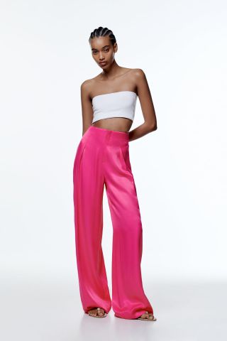 Zara + Full-Length Satin Trousers