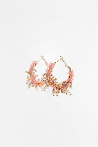Zara + Hoop Earrings With Beads and Pearls