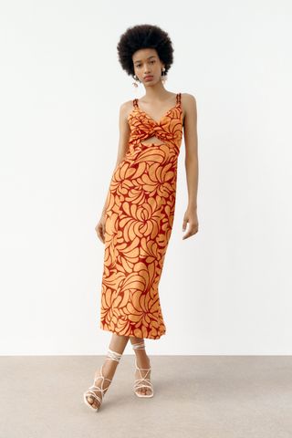 Zara + Chain Strap Print Dress