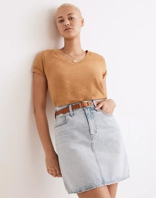 Madewell + Curvy Denim High-Waist Straight Mini Skirt