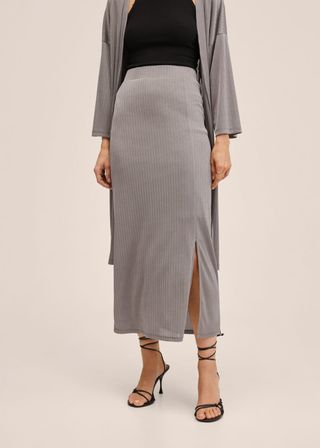 Mango + Slit Knitted Skirt