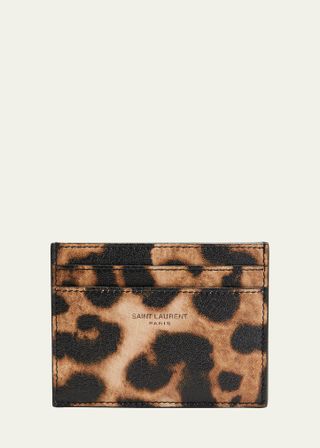 Saint Laurent + Leopard Printed Lambskin Card Case