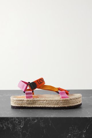 Loewe x Paula's Ibiza + Color-Block Webbing Espadrille Sandals