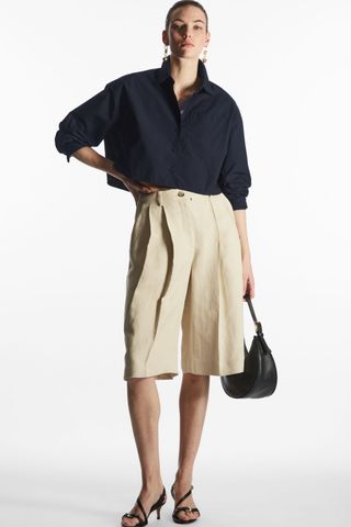 COS + Tailored Linen-Blend Bermuda Shorts