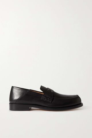 Maison Margiela + Textured-Leather Collapsible-Heel Loafers