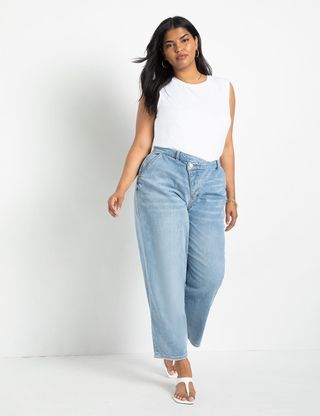 Eloquii + Relaxed Jean With Overlap Waistband