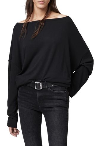 AllSaints + Rita Oversize One-Shoulder Long Sleeve Tee