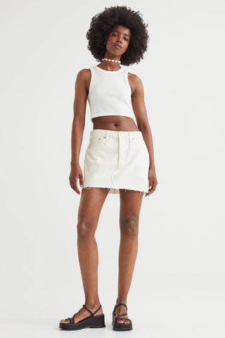 H&M + Low Waist Denim Skirt