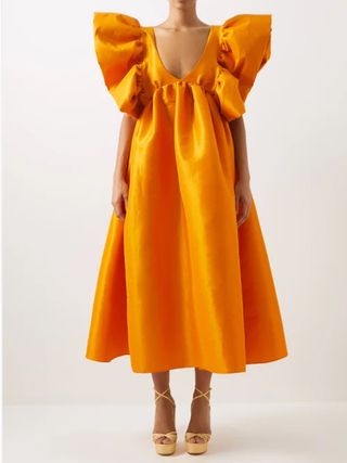Kika Vargas + Adriana Ruffled Silk-Blend Taffeta Dress