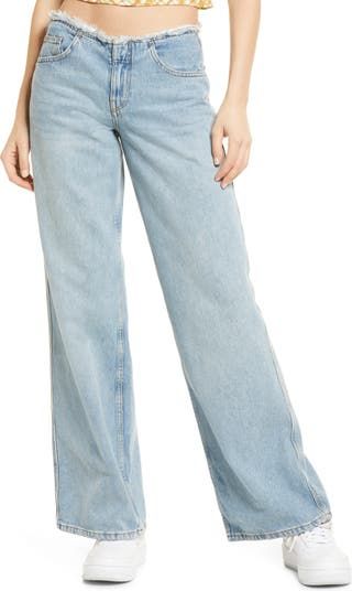 BDG + Puddle Raw Waist Low Rise Flare Jeans