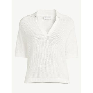 Free Assembly + Crochet Polo Sweater With Short Sleeves