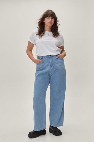 NastyGal + Plus Size Organic Denim Wide Leg Jeans