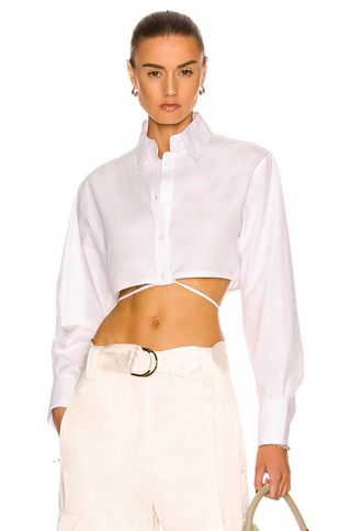 Matthew Bruch + Long Sleeve Cropped Button Down Shirt