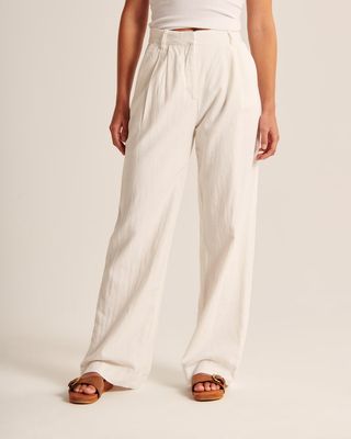 Abercrombie & Fitch + Linen-Blend Tailored Wide Leg Pant