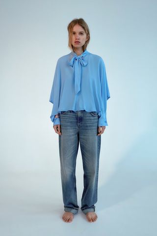 Zara + Cape Sleeved Blouse
